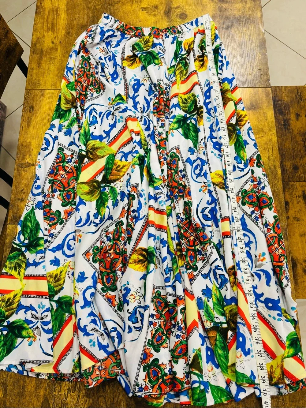 Bohemian White Multi-Color Printed Maxi Skirt
